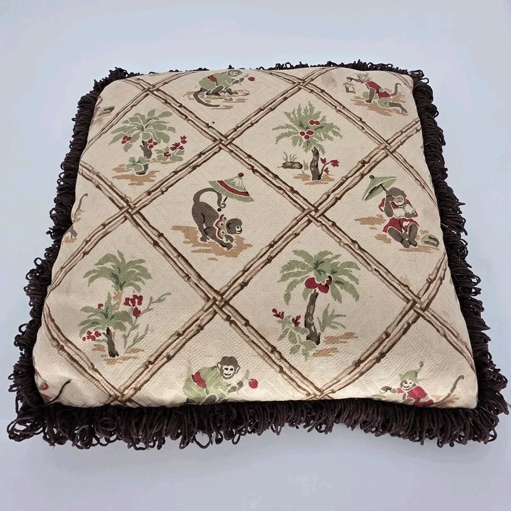 Vintage Asian Chinoiserie‎ Tropical Monkey Throw Pillow 16